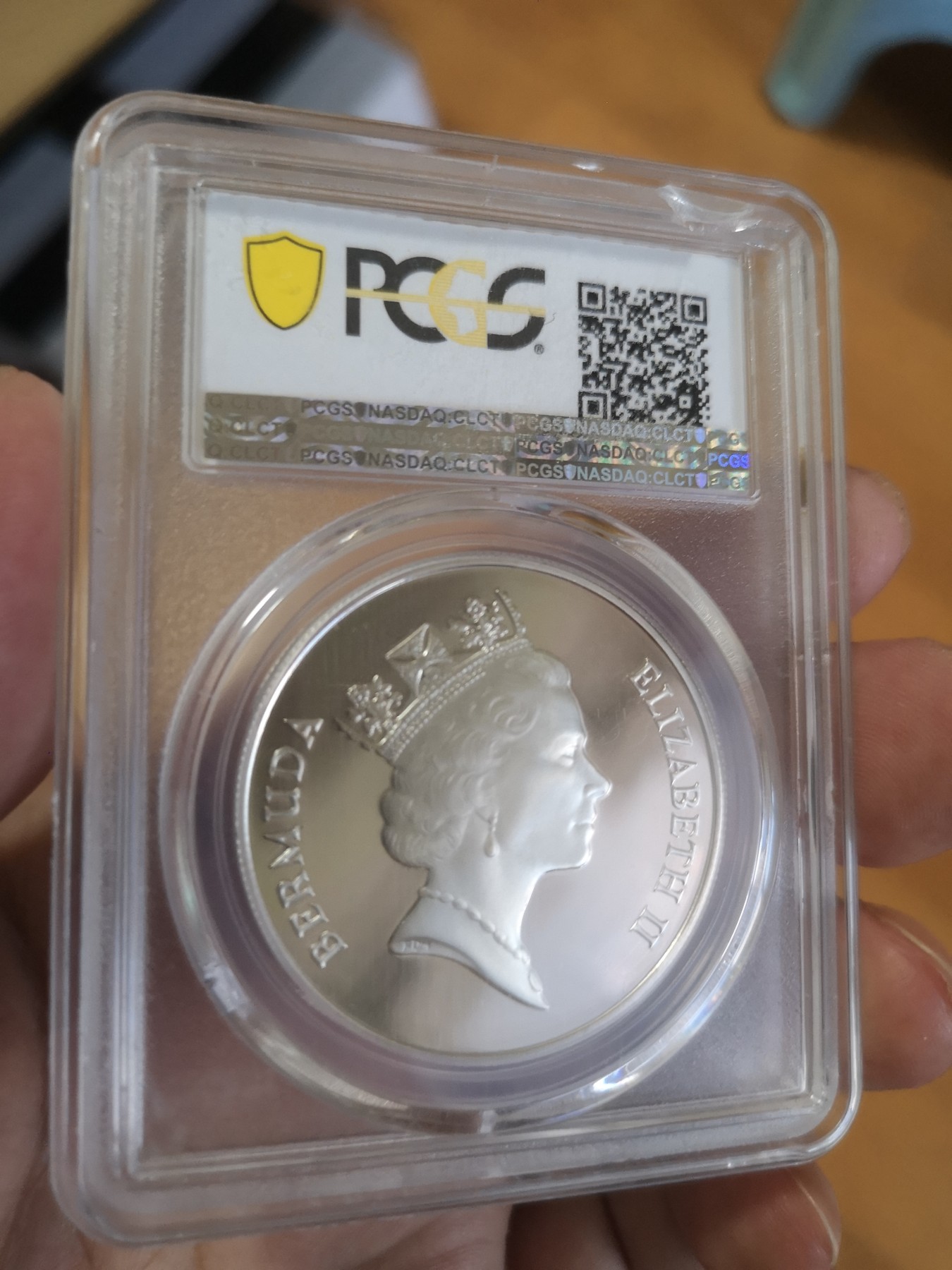 长老汇第17场儿童年评级币 1986百慕大海龟1元精制银币，PCGS PR69DCAM