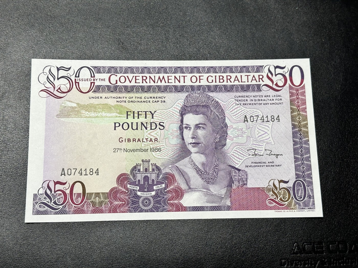 《外钞收藏家》第二百八十五期（连拍第二场）英国及英属专场 直布罗陀50镑 A冠 全新