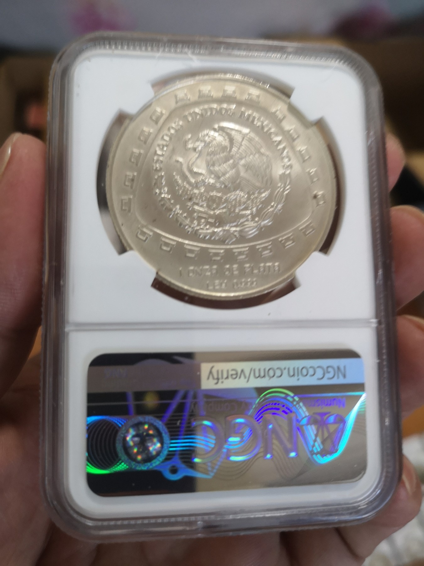 长老汇第17场儿童年评级币 1998墨西哥美洲豹5P银币，NGC MS64