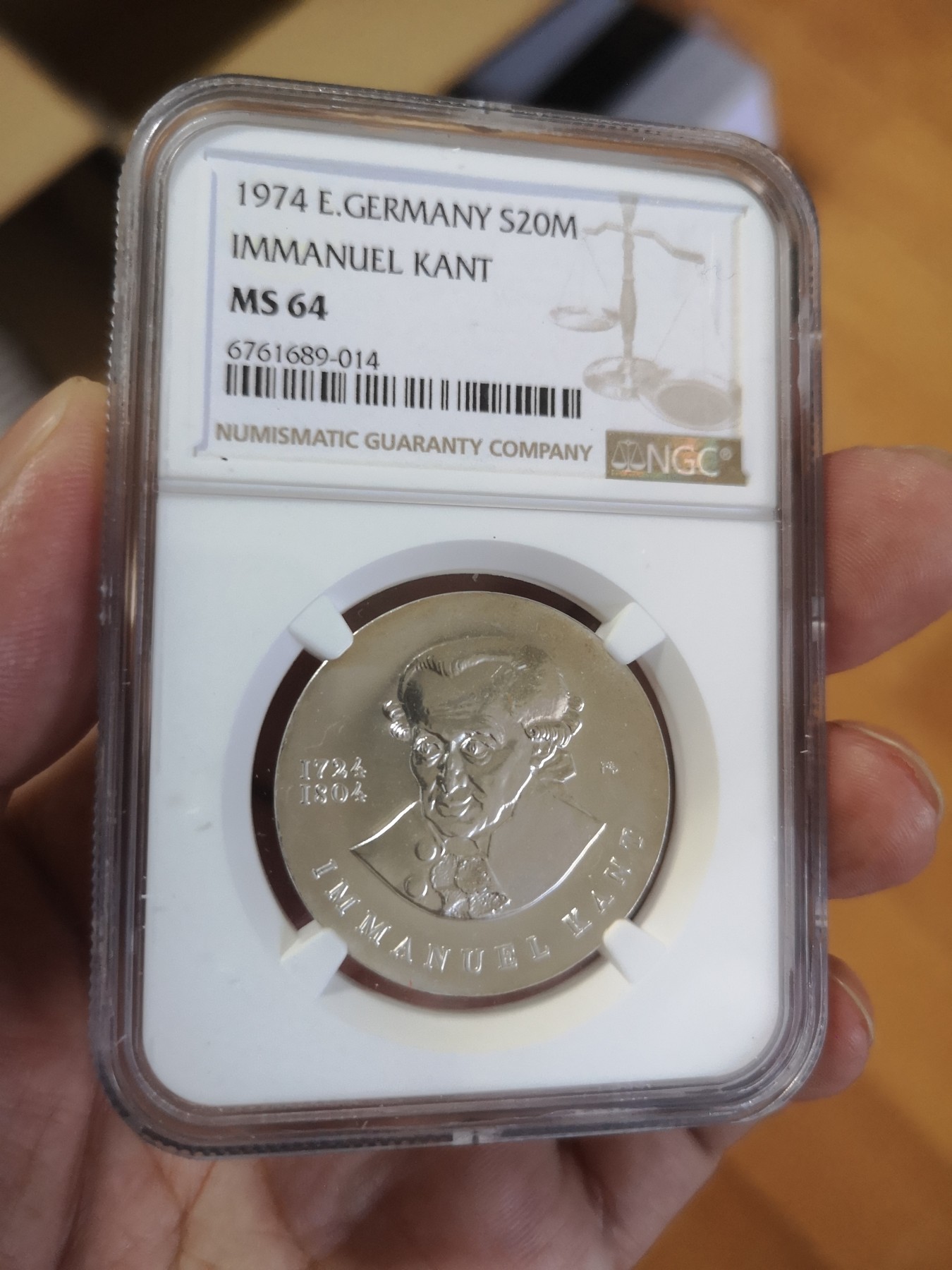 长老汇第17场儿童年评级币 1974东德康德20马克银币，NGC MS64