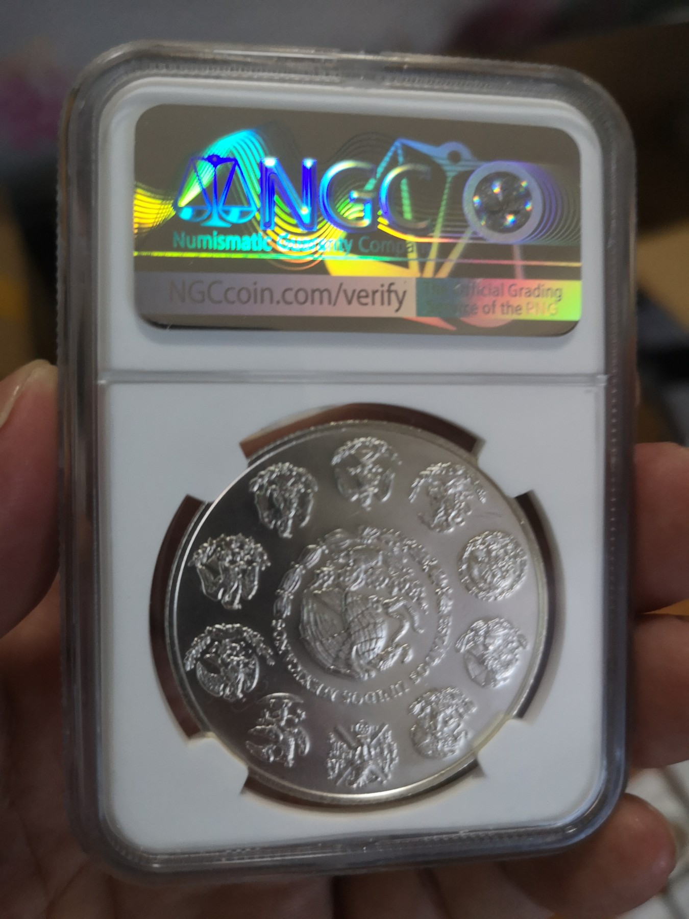 长老汇第17场儿童年评级币 2001墨西哥美洲豹5P银币，NGC MS64
