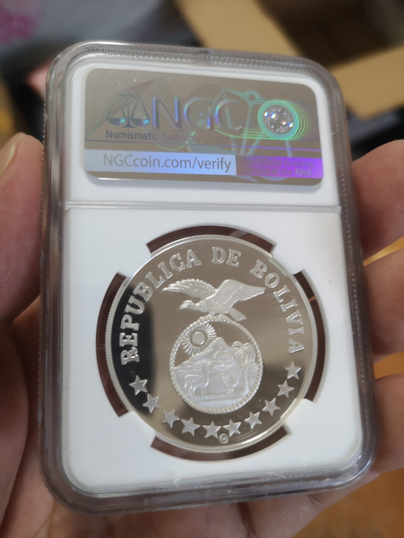 长老汇第17场儿童年评级币 1979玻利维亚儿童年200P精制银币，NGC PF67UC