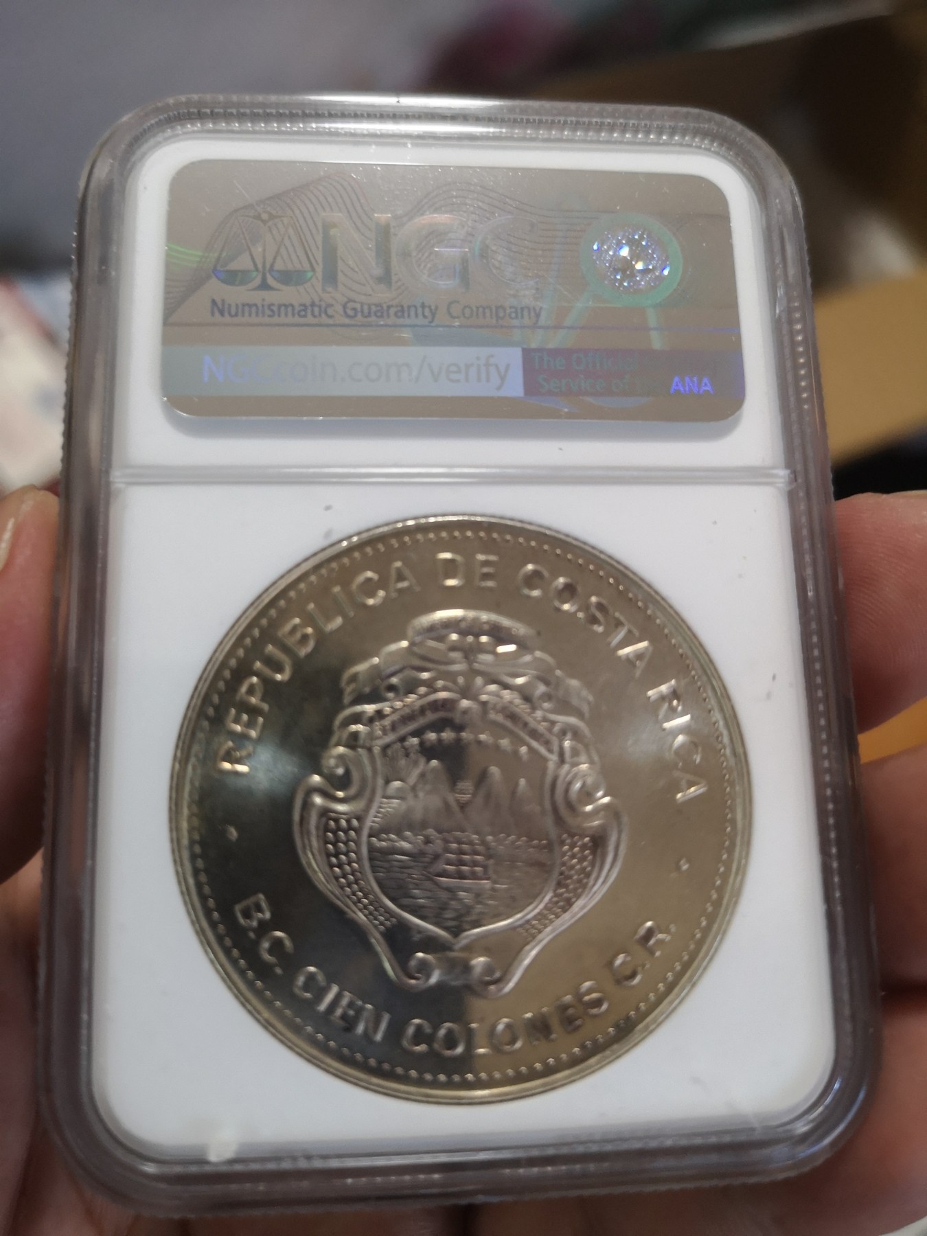 长老汇第17场儿童年评级币 1979哥斯达黎加儿童年100C精制银币，NGC PF65UC