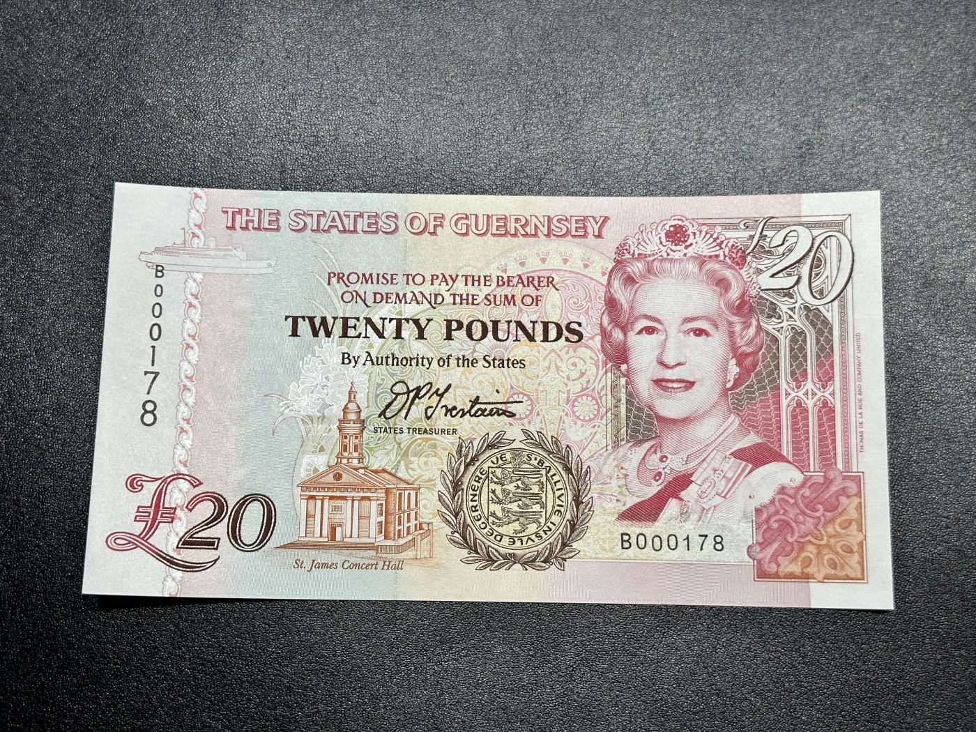 《外钞收藏家》第二百八十五期（连拍第二场）英国及英属专场  格恩西1996年20镑，B冠178号券 全新