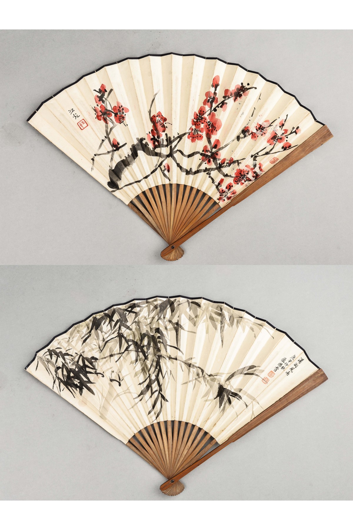 承乾2023春季文物拍卖会 - 锦灰宝星专场 谢之光、厉国香  国画成扇 47*29cm 纸本成扇
