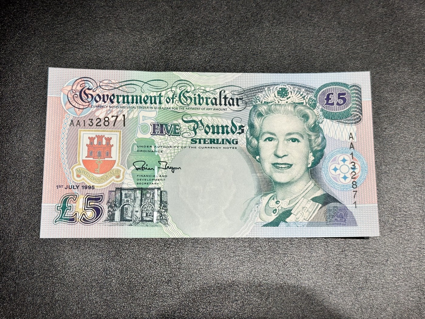 《外钞收藏家》第二百八十五期（连拍第二场）英国及英属专场 直布罗陀5镑 AA冠 全新