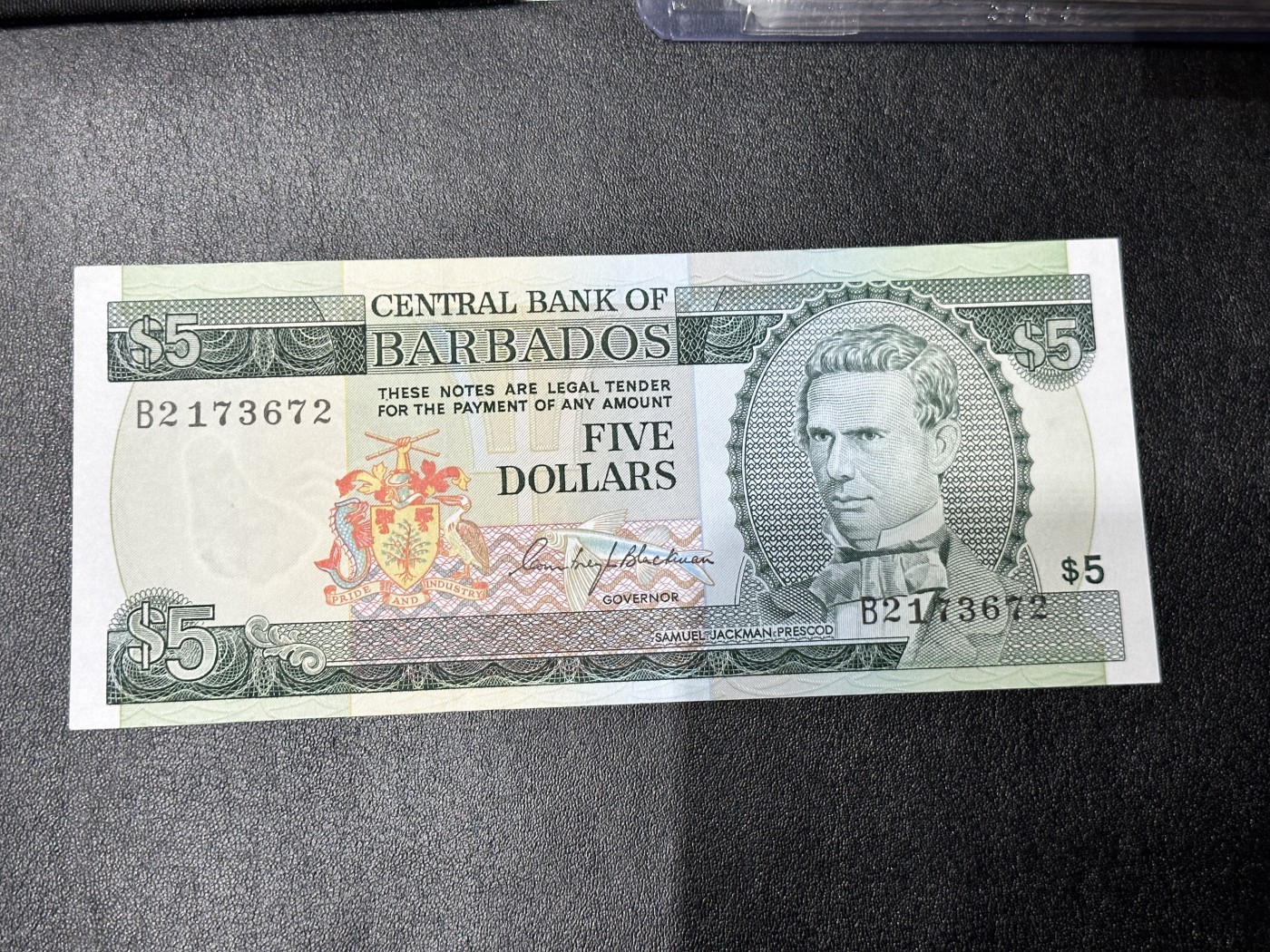 《外钞收藏家》第二百八十六期（连拍第三场） 巴巴多斯1973年5元 AU 另一个版本