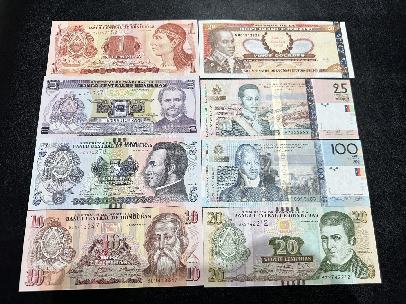 《外钞收藏家》第二百八十六期（连拍第三场） 洪都拉斯+海地两个小套8张一起 全新