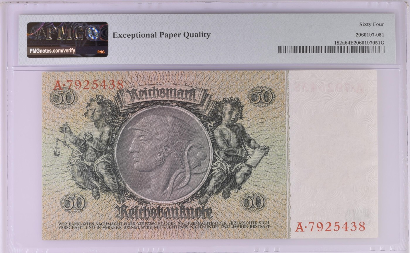 收藏联盟Quantum Auction 第275期拍卖  德国1933年50马克 PMG64e A冠
