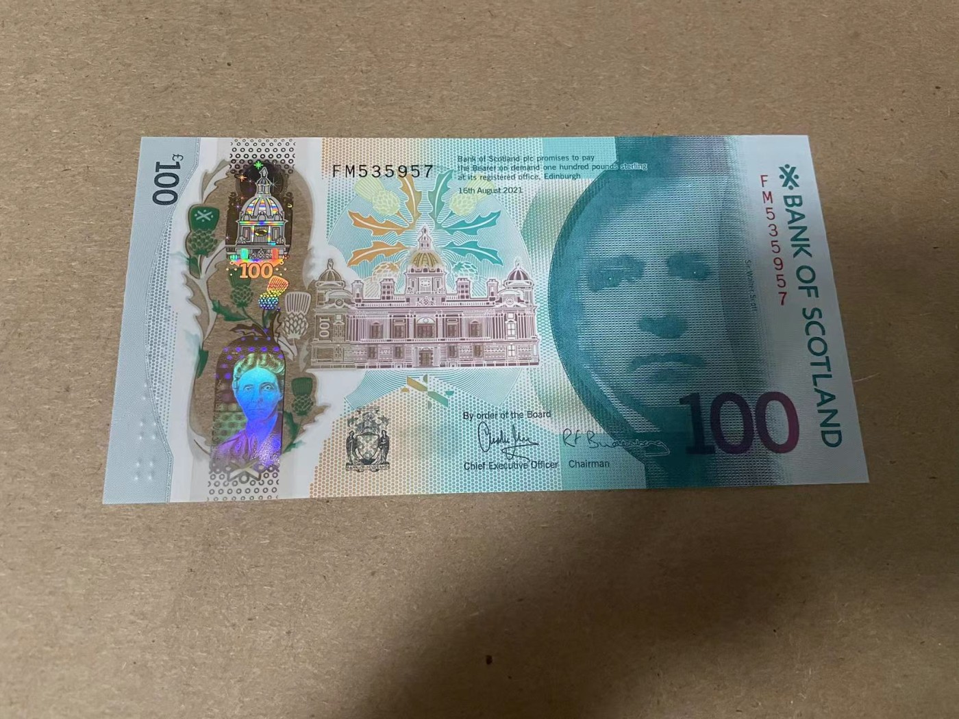 【Blue Auction】✨世界纸币精拍第347期——周日畅拍场【精】 苏格兰 2021年100镑 全新UNC 塑料钞 