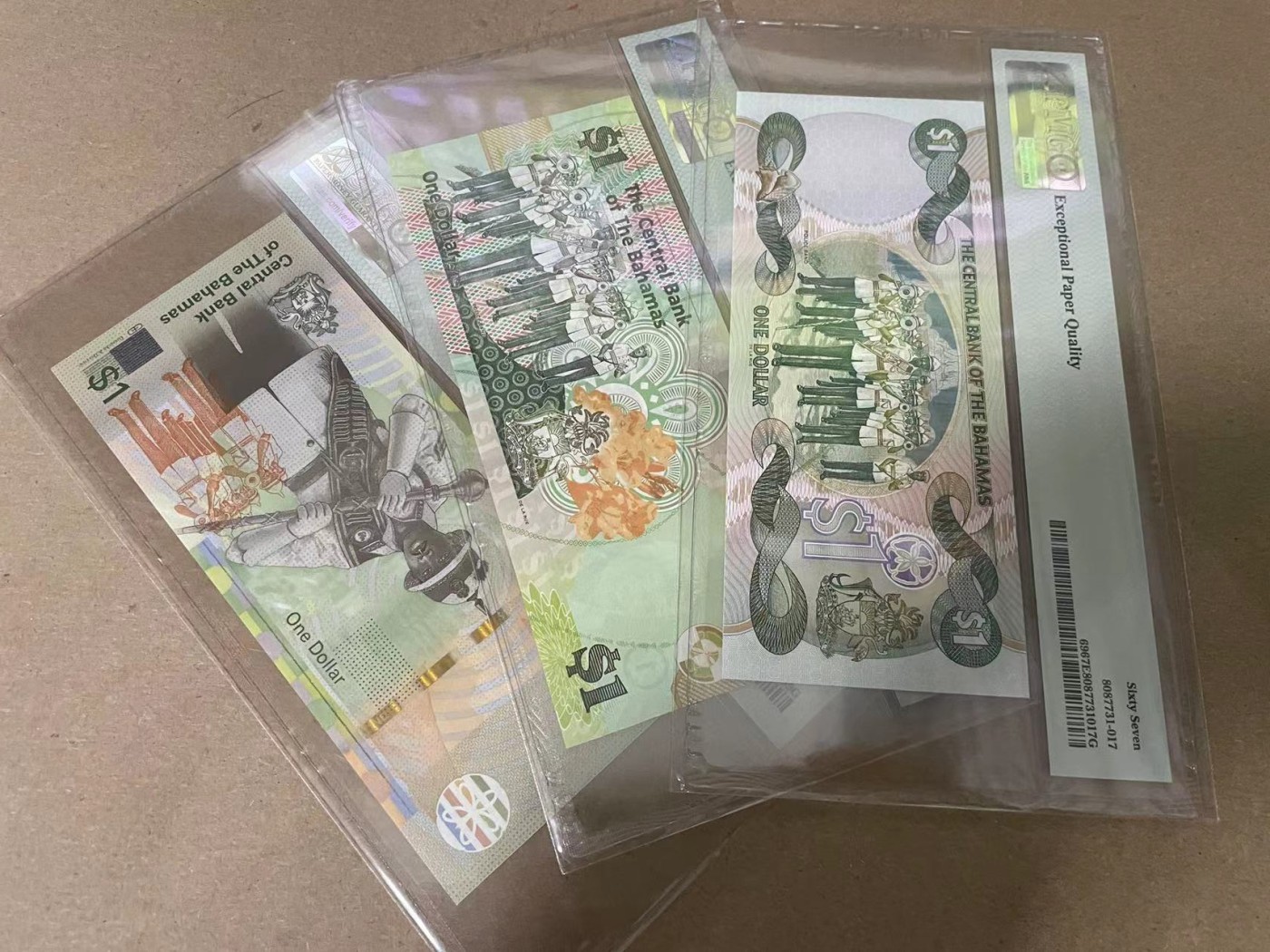 【Blue Auction】✨世界纸币精拍第347期——周日畅拍场【精】 【一组3张】巴哈马 不同版本1元 PMG67EPQ-66EPQ 