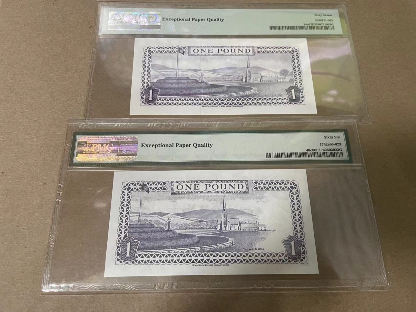 【Blue Auction】✨世界纸币精拍第347期——周日畅拍场【精】 【一组2张 无47】马恩岛 1979-83年1镑 PMG67EPQ-66EPQ 女王 