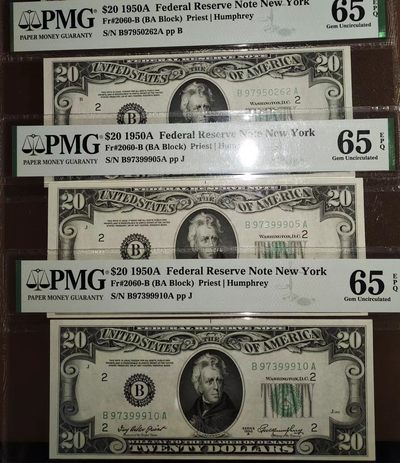 Gem Unc 美国纸币 1950年A版 20美金纸币 Pmg 65Epq - Gem Unc 美国纸币 1950年A版 20美金纸币 Pmg 65Epq