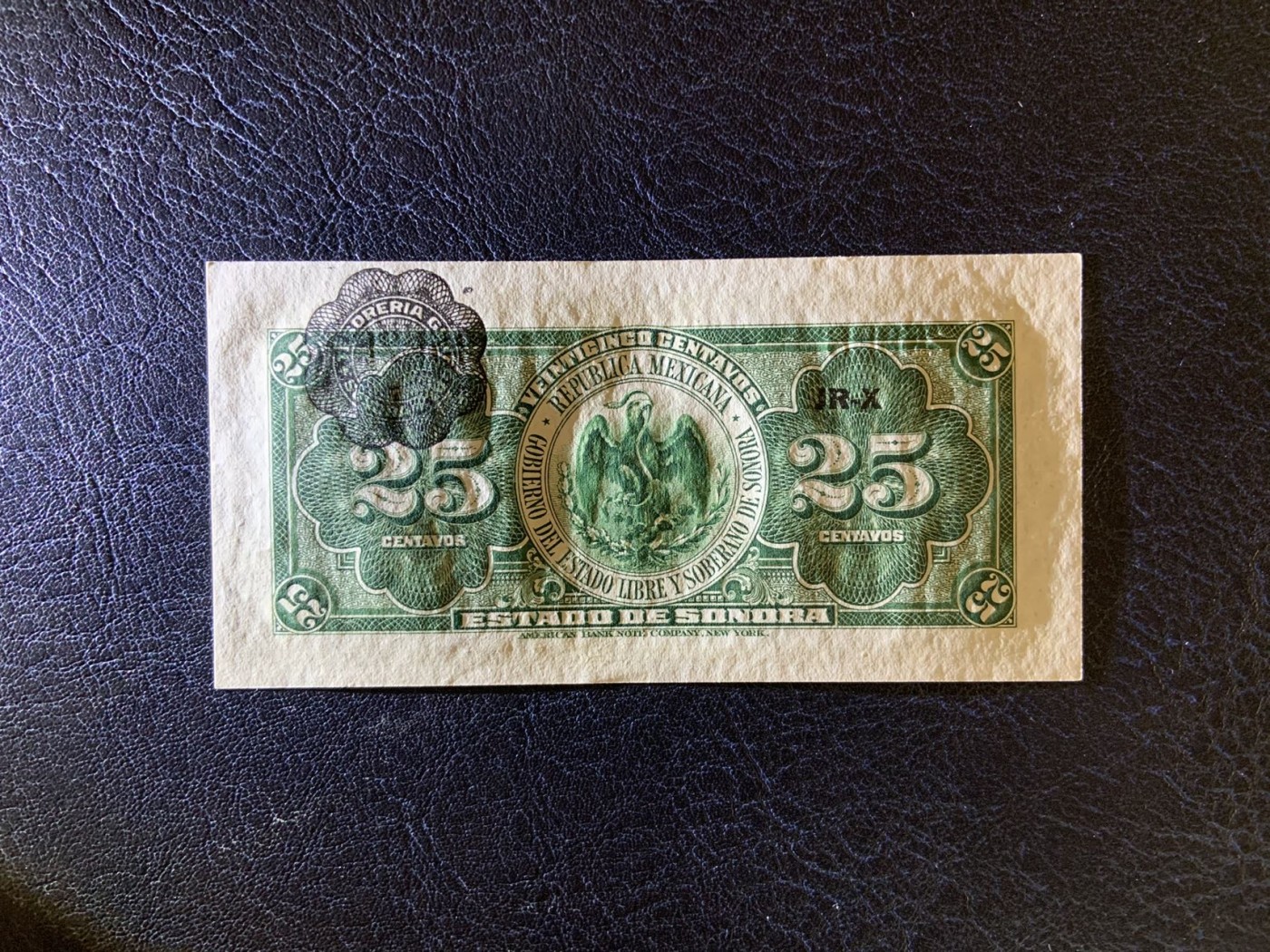 收藏联盟Quantum Auction 第275期拍卖  墨西哥1915年25分 品相UNC 美钞代印 F序列短号版