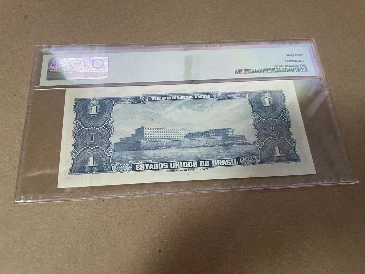 【Blue Auction】✨世界纸币精拍第347期——周日畅拍场【精】 【手签】巴西 1944年1克鲁塞罗 PMG64