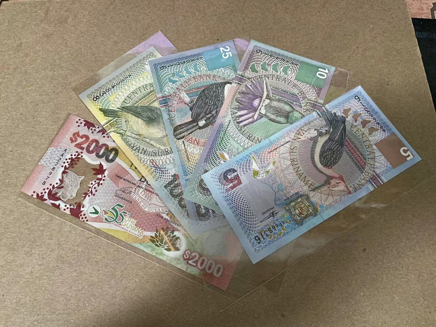 【Blue Auction】✨世界纸币精拍第347期——周日畅拍场【精】 【一组5张】苏里南、圭亚那纸币一组 全新UNC