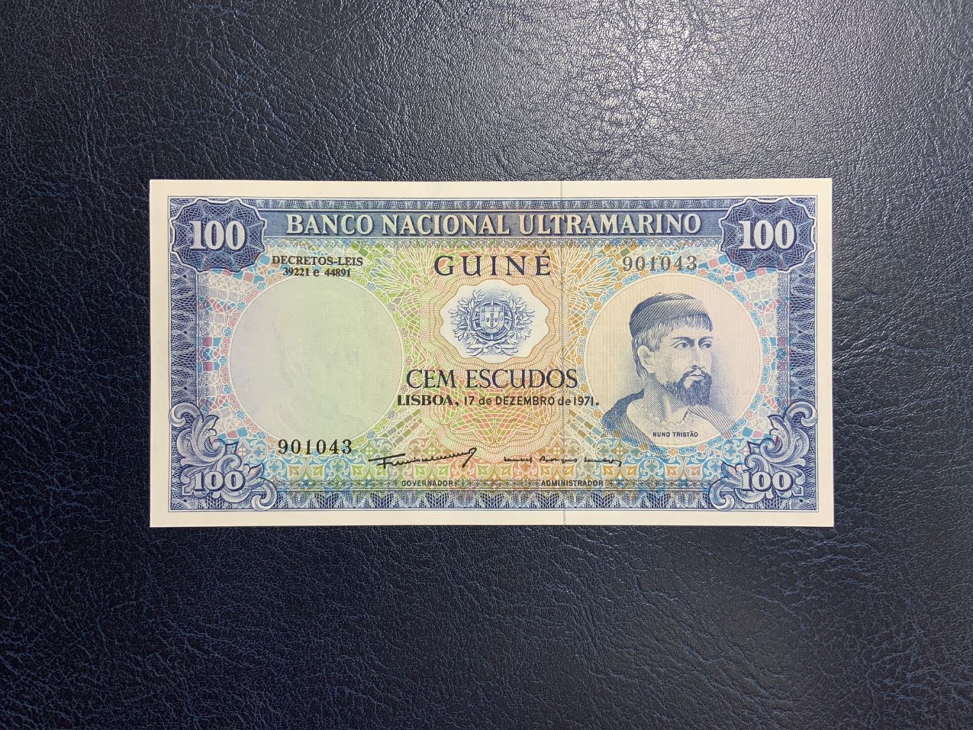 收藏联盟Quantum Auction 第275期拍卖  葡属几内亚1971年100埃斯库多 品相UNC (金属线旁的轻微软折为原始工艺原因，pmg67也有)