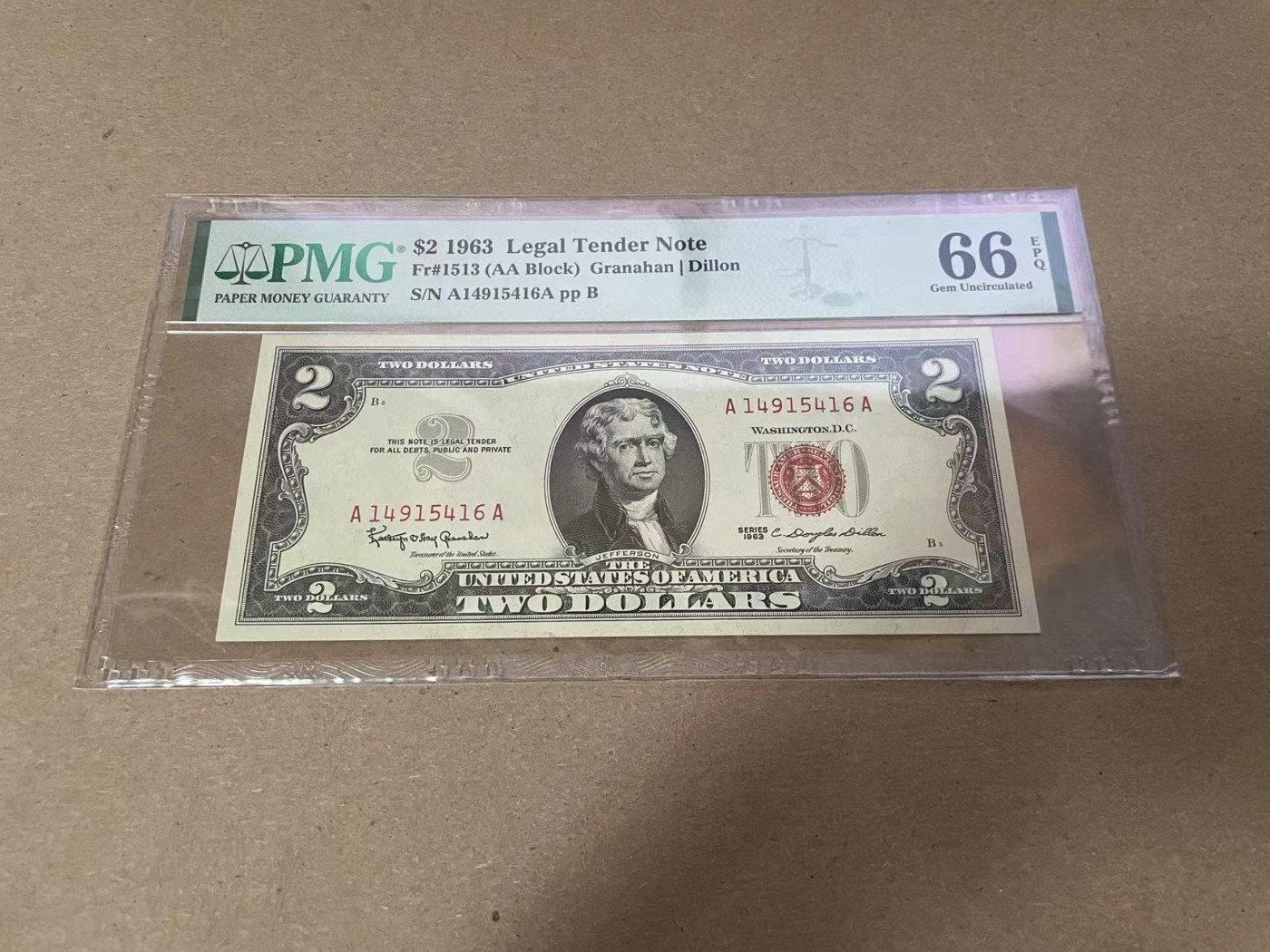 【Blue Auction】✨世界纸币精拍第347期——周日畅拍场【精】 【AA】美国 1963年2美金 PMG66EPQ 