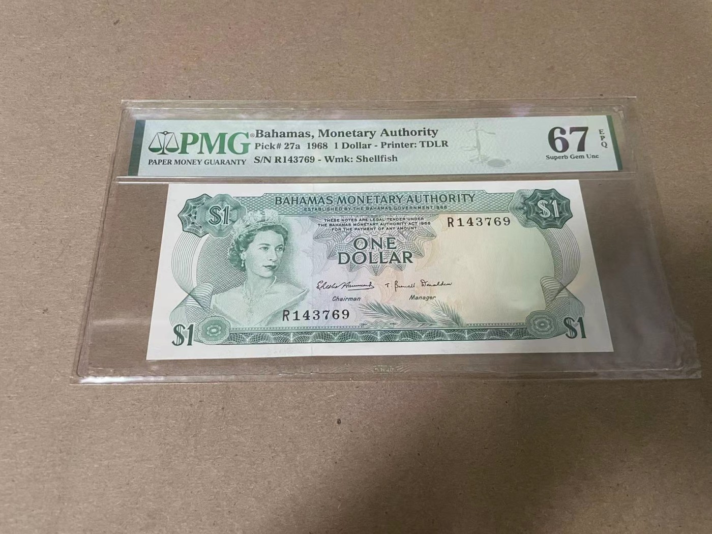 【Blue Auction】✨世界纸币精拍第347期——周日畅拍场【精】 巴哈马 1968年1元 PMG67EPQ 女王 彩背 