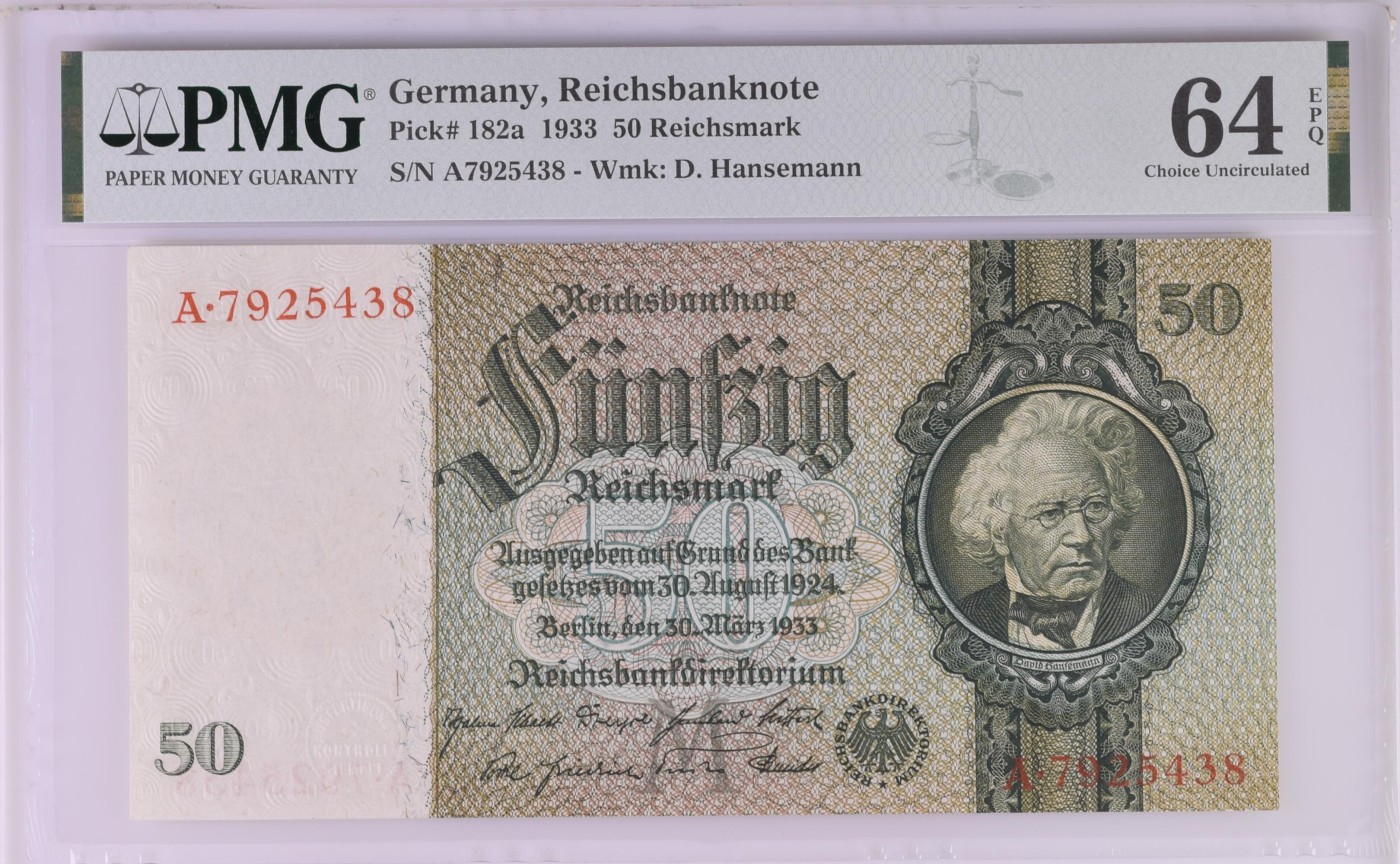 收藏联盟Quantum Auction 第275期拍卖  德国1933年50马克 PMG64e A冠