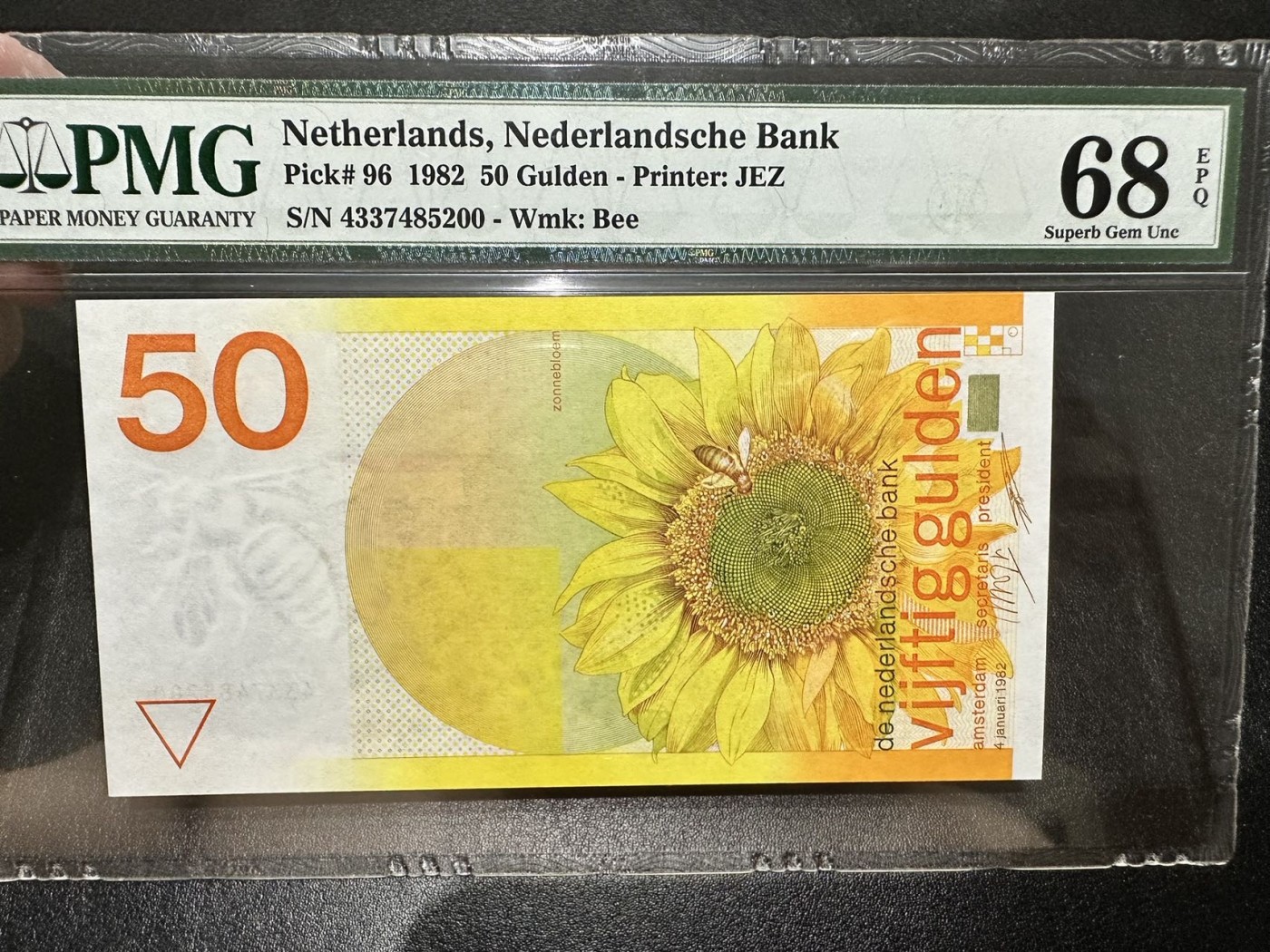 《外钞收藏家》第二百八十六期（连拍第三场） 1982年荷兰50盾 向日葵 PMG68 超高分