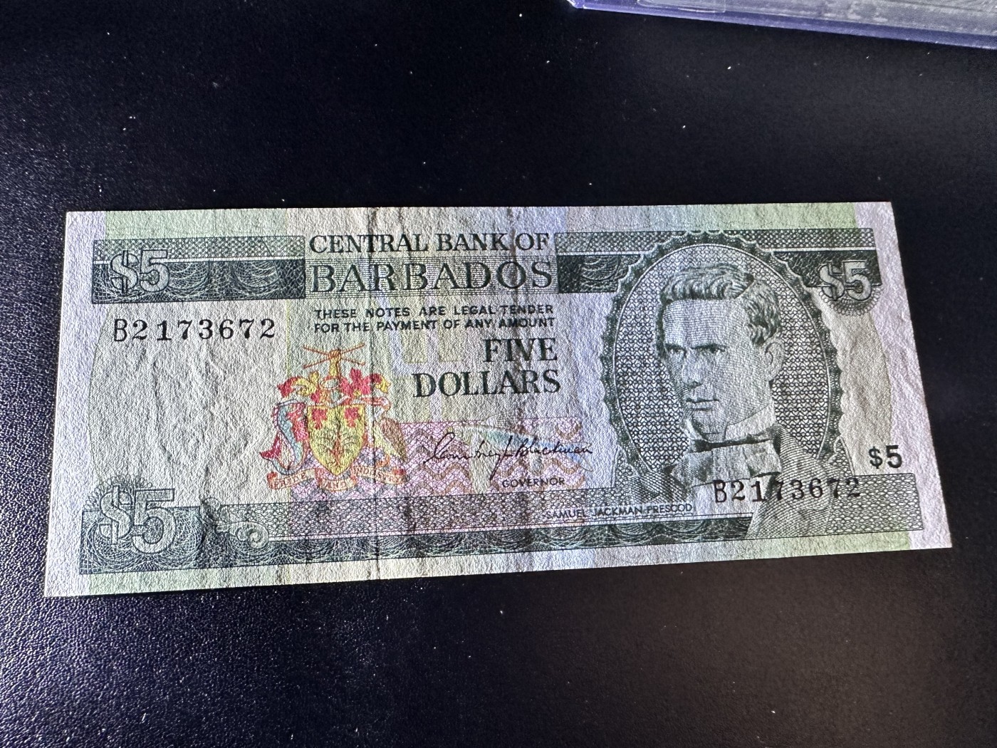 《外钞收藏家》第二百八十六期（连拍第三场） 巴巴多斯1973年5元 AU 另一个版本