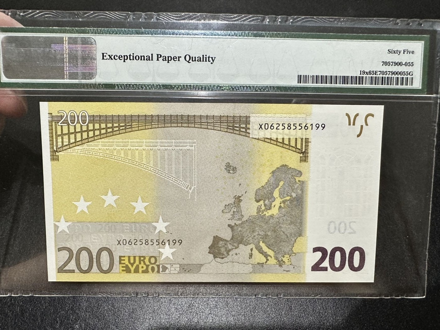 《外钞收藏家》第二百八十六期（连拍第三场） 2002年200欧元 德国版 PMG65 难得无47 尾99靓号