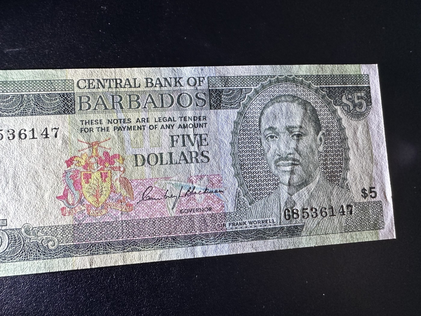 《外钞收藏家》第二百八十六期（连拍第三场） 巴巴多斯1973年5元 AU