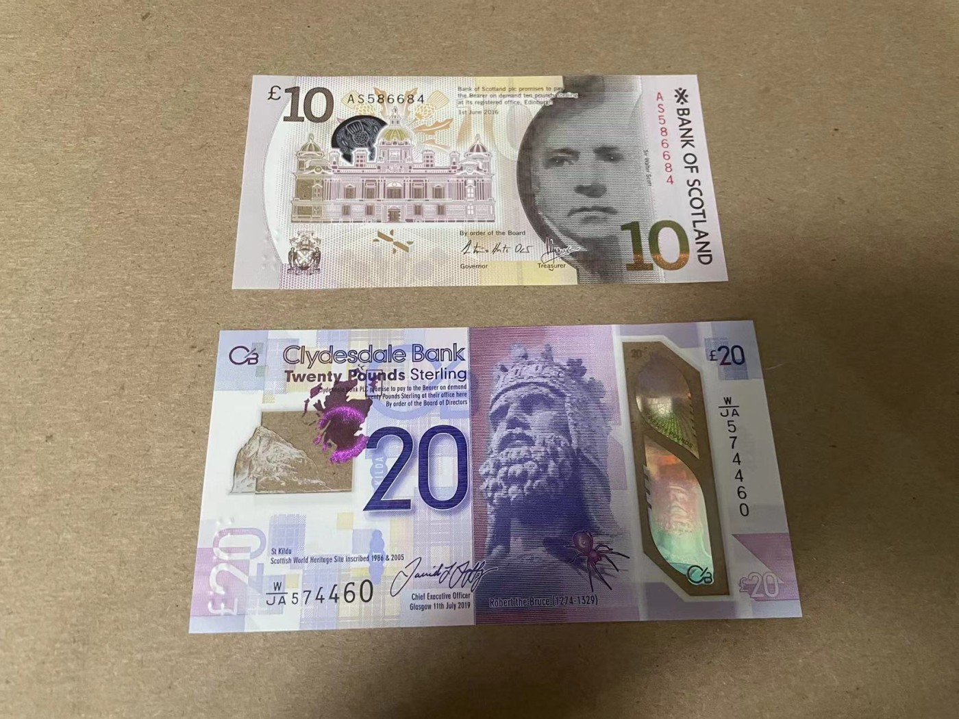 【Blue Auction】✨世界纸币精拍第347期——周日畅拍场【精】 【一组2张】苏格兰 2016-19年10-20镑 全新UNC 塑料钞 