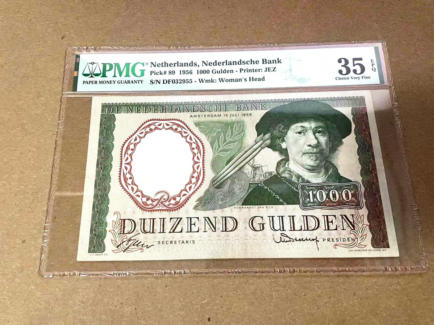【Blue Auction】✨世界纸币精拍第347期——周日畅拍场【精】 【无47】荷兰 1956年1000盾 经典伦勃朗 人像及设计均是西欧顶级水准 PMG35EPQ 原票 值得收藏 