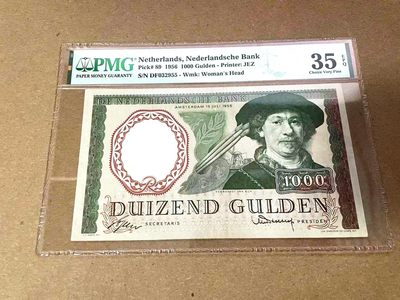 【Blue Auction】✨世界纸币精拍第347期——周日畅拍场【精】 - 【无47】荷兰 1956年1000盾 经典伦勃朗 人像及设计均是西欧顶级水准 PMG35EPQ 原票 值得收藏 