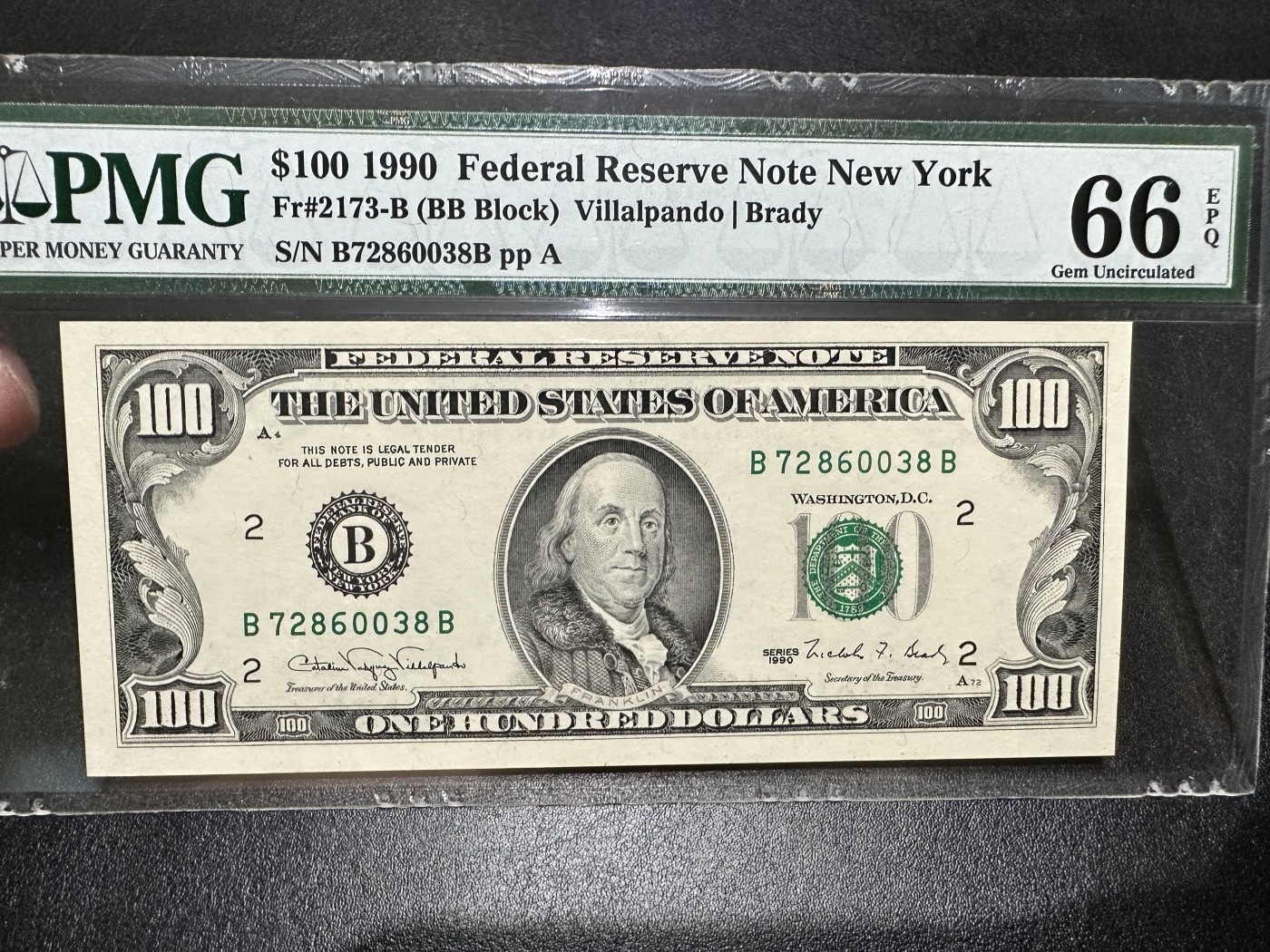 《外钞收藏家》第二百八十六期（连拍第三场） 1990年美国 100美元 PMG66