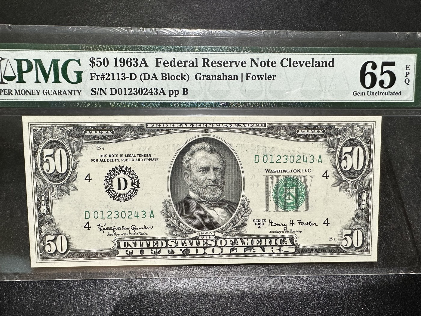 《外钞收藏家》第二百八十六期（连拍第三场） 1963年美国 50元 PMG65