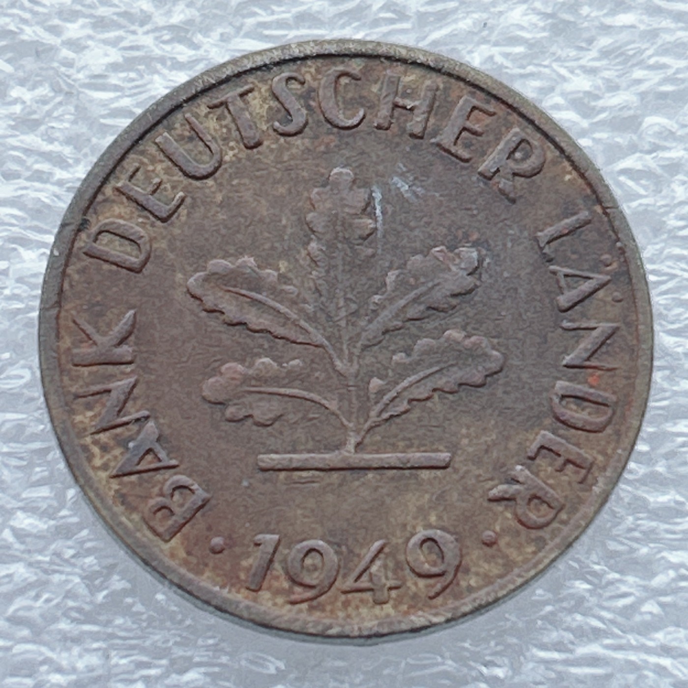 全场一元起拍 世界钱币散币场 第八期 联邦德国1949年10芬尼硬币 橡树麦穗