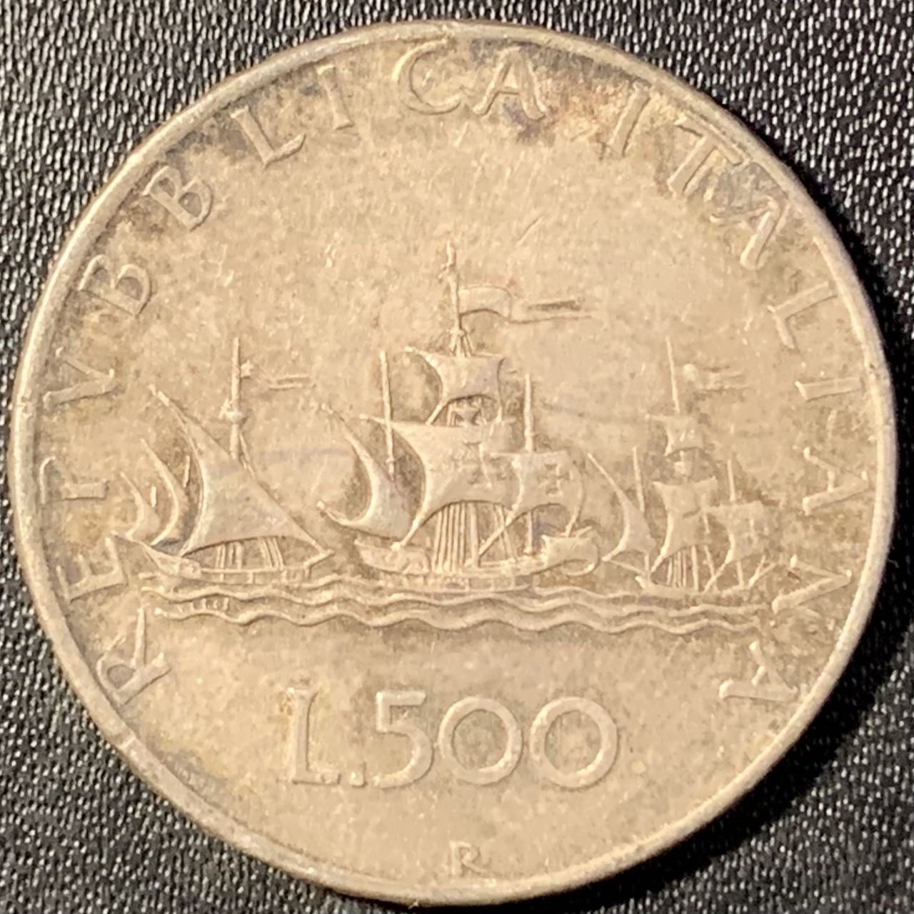 紫瑗钱币——第291期拍卖 意大利 1958年 少女与帆船 500里拉 11克 0.835银