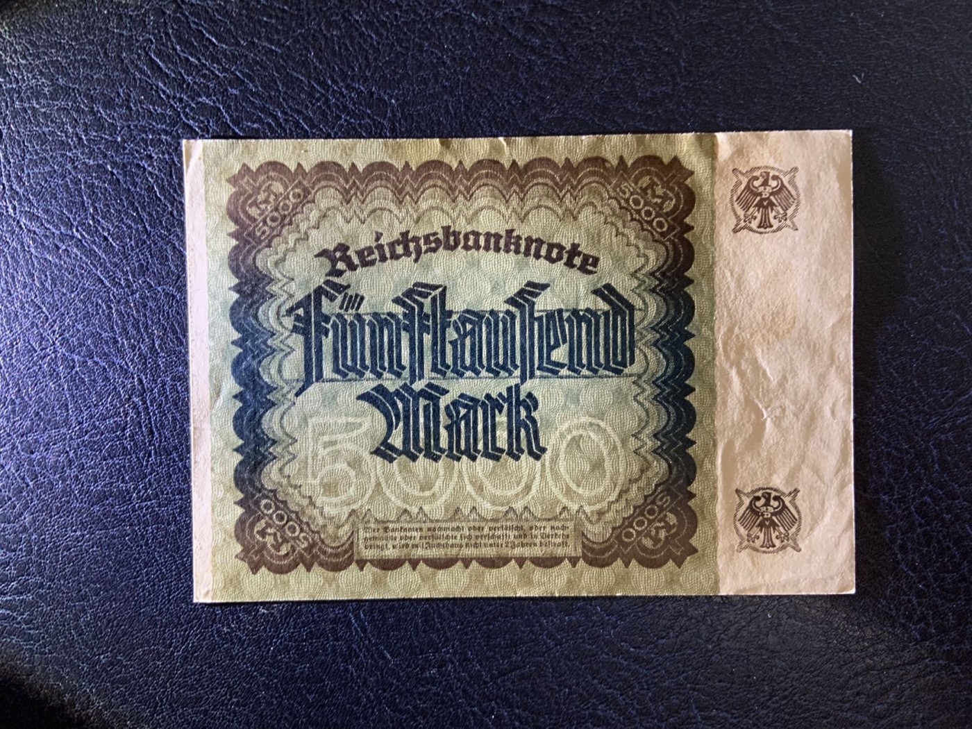 收藏联盟Quantum Auction 第275期拍卖  德国1922年5000马克 品相UNC- 丢勒名画 少见单冠版