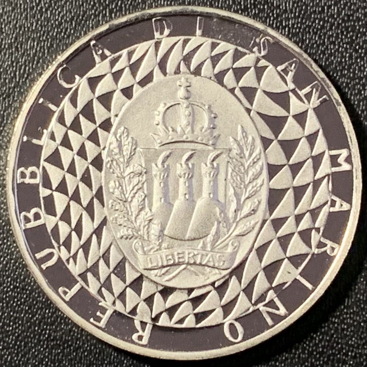 紫瑗钱币——第291期拍卖 圣马力诺 1990年 意大利世界杯 1000里拉 14.6克 0.835银 精制