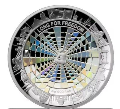 【海寕潮】拍卖第七十五期 - 【海寧潮B】萨摩亚2022年向往自由弧形全息幻彩精制纪念银币原盒证书