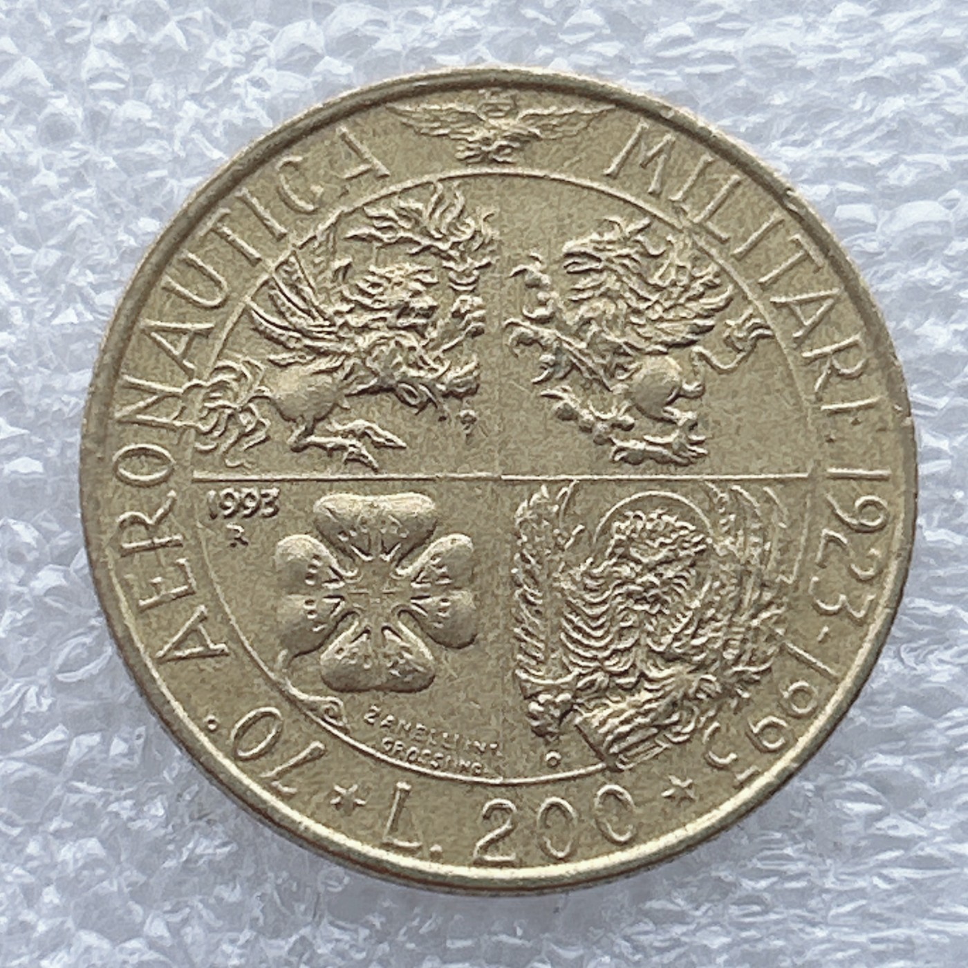 全场一元起拍 世界钱币散币场 第八期 意大利200里拉军事航空70周年纪念币