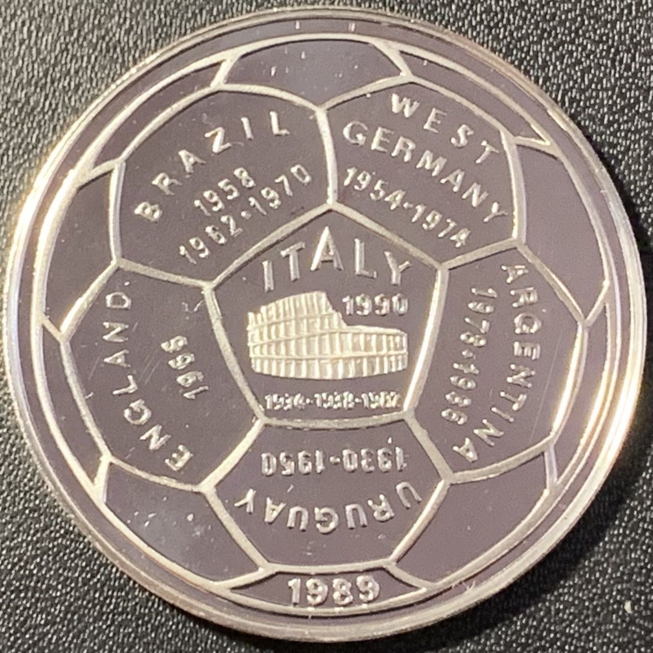 紫瑗钱币——第291期拍卖 柬埔寨 1989年 意大利世界杯 20瑞尔 16克 0.999银 精制