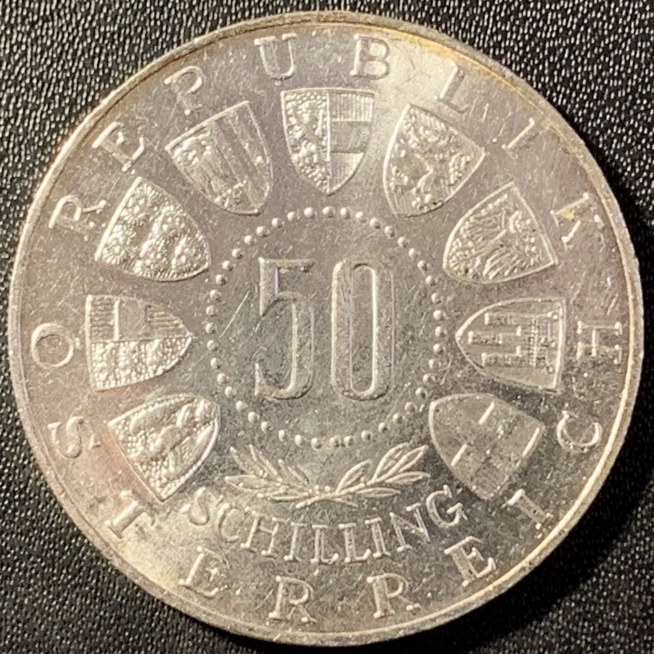 紫瑗钱币——第291期拍卖 奥地利 1963年 蒂罗尔联邦600周年 50先令 20克 0.9银 UNC