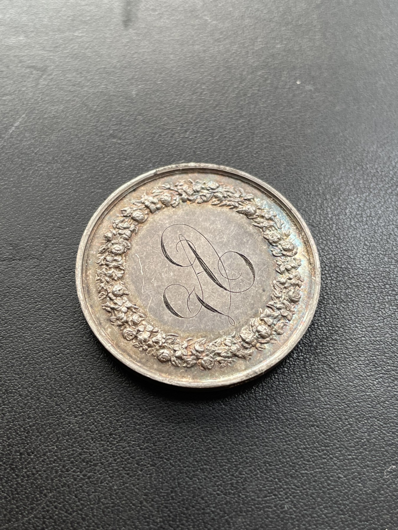 「木头集藏」章牌专场-第27期 1855年法国婚礼纪念银章  直径：33mm,16.6g