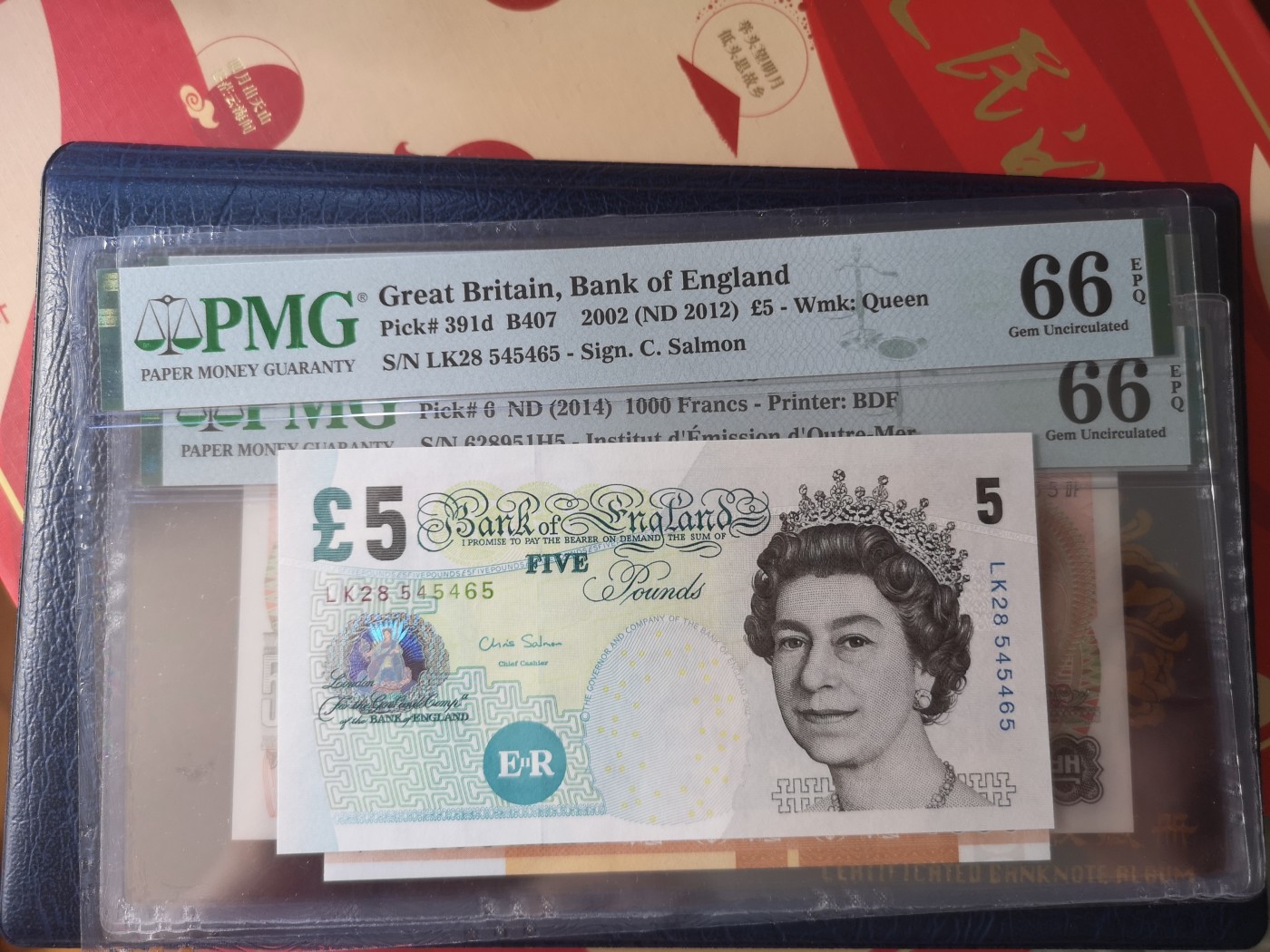 长老汇第18场纸币评级币拍卖 2002英国5英镑，PMG66，串号：LK28545465