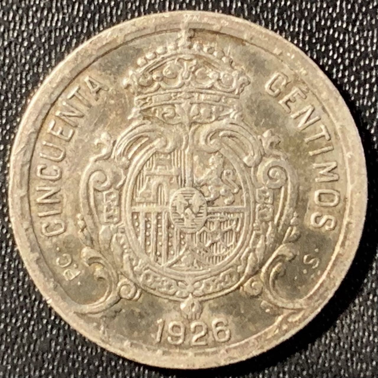 紫瑗钱币——第291期拍卖 西班牙 1926年 阿方索十三世 50分 2.5克 0.835银