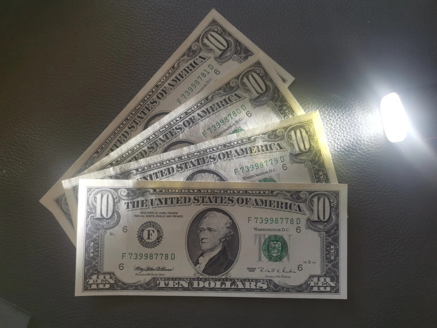 美国纸币 1995年 小头10美元纸币  全新UNC 单价 美国纸币 1995年 小头10美元纸币  全新UNC 单价