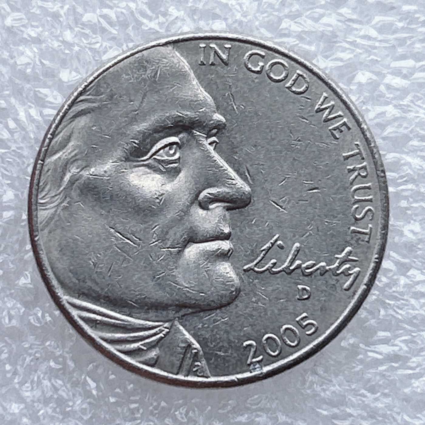 全场一元起拍 世界钱币散币场 第九期 2005年美国牦牛杰费逊克拉克远征200年5分D版纪念币