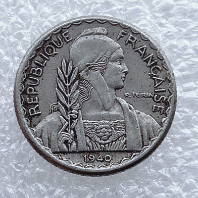 全场一元起拍 世界钱币散币场 第九期 - 法属印度支那1940年10分镍币.丰收女神