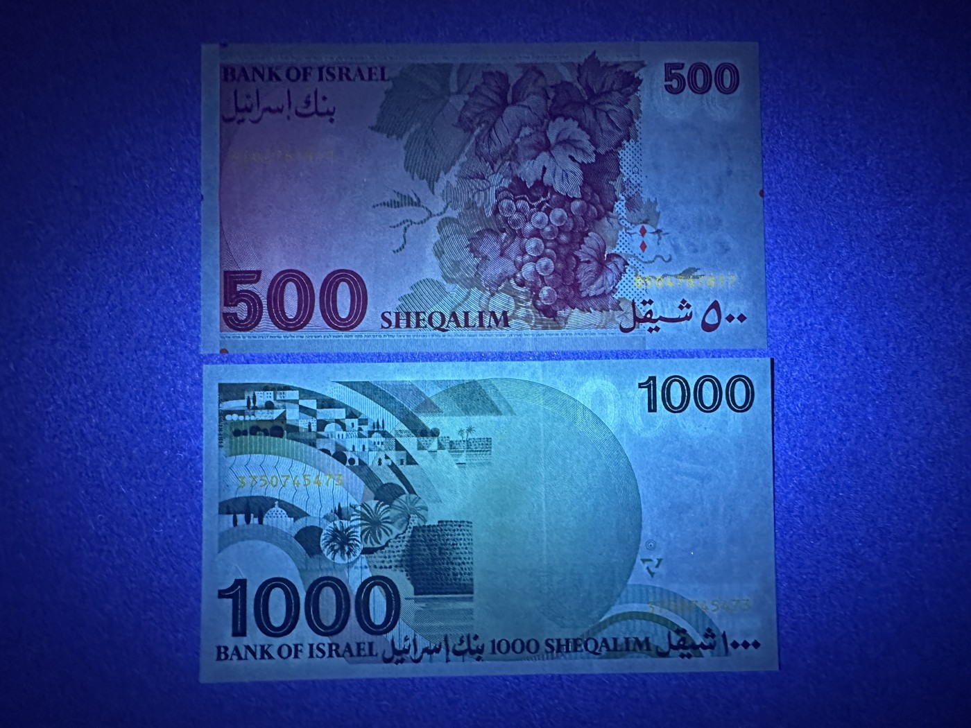 《张总收藏》111期—外币精品荟萃-海外名人特别场 以色列500、1000元2张 UNC 1978-1984年版