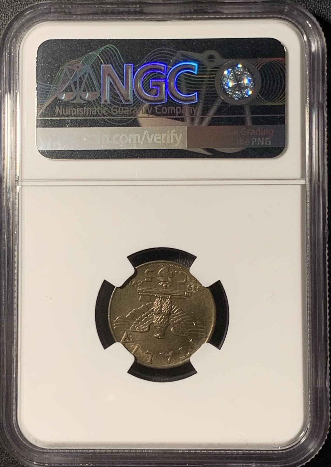 紫瑗钱币——第291期拍卖 意大利 1939年 伊曼纽尔三世 5分 铜币 NGC MS65 BN