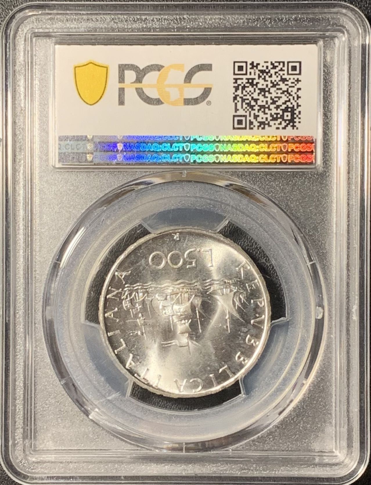 紫瑗钱币——第291期拍卖 意大利 1966年 少女与帆船 500里拉 银币 PCGS MS65